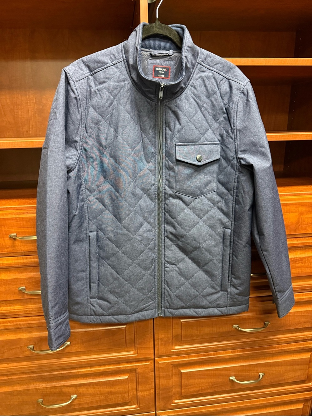 Like New Untuckit Quilted Zip-Front Men's Jacket - Blue